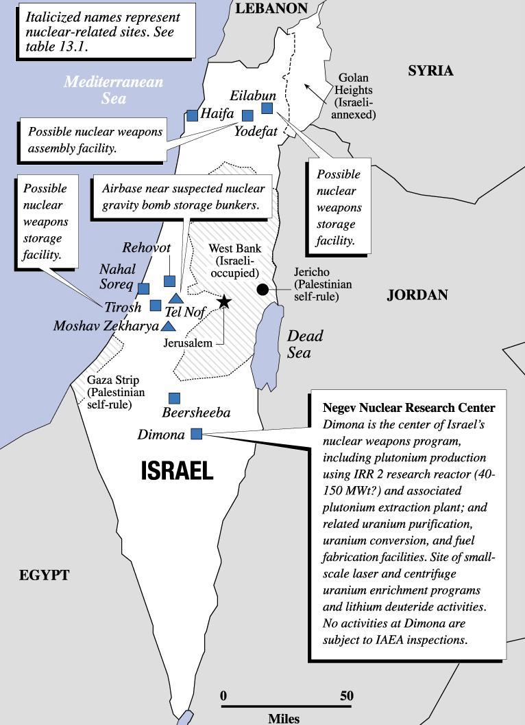 map of Israel nuclear sites
