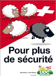 الملصق الدعائي الذي نشره حزب «اتحاد الوسط الديموقراطي» السويسري