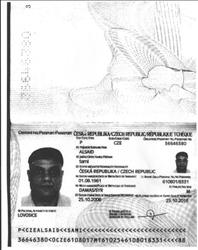 صورة جواز السفر التشيكي الذي استخدمه الصدّيق لدخول الإمارات
